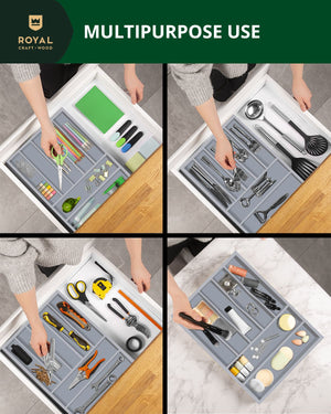 Basic Silverware Drawer Organizer, Gray