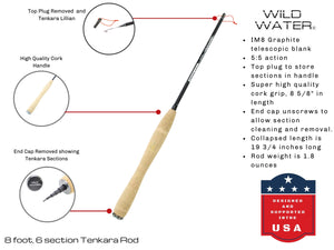 Tenkara Fly Fishing Kit, 8 ft Rod| Wild Water Fly Fishing