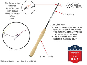 Tenkara Fly Fishing Kit, 8 ft Rod| Wild Water Fly Fishing