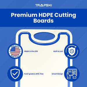 TRAPSKI Premium 1/2 Inch Thick HDPE Cutting Boards | Food-Grade Kitchen Prep Surface | Juice Grooves | Made in the USA - TRAPSKI