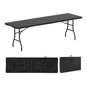 8 ft Portable Folding Table 350 LBS Fold-in-Half Table with HDPE Tabletop