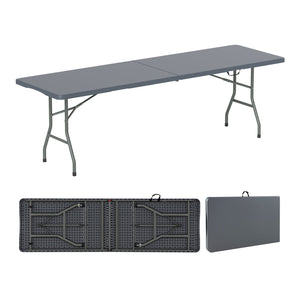 8 ft Portable Folding Table 350 LBS Fold-in-Half Table with HDPE Tabletop