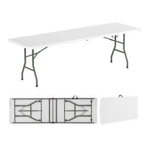 8 ft Portable Folding Table 350 LBS Fold-in-Half Table with HDPE Tabletop