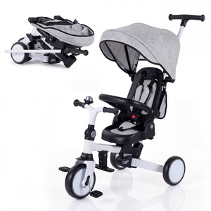 8-in-1 Folding Kids Tricycle with Removable Canopy and Push Handle