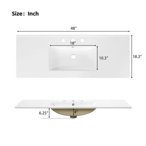 48-Inch Natural Rattan Bathroom Vanity