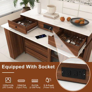 Extendable Kitchen Island with Rotating Table