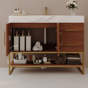 36" Modern Free-Standing Bathroom Vanity with Seamless Ceramic Sink