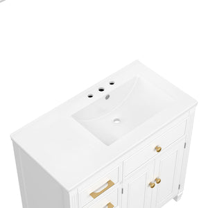 Modern Bathroom Vanity With Ceramic Sink, Freestanding