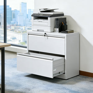 Lateral File Cabinet 2 Drawer, Locking File Cabinet With Anti Tip Interlock, Heavy Duty Storage For Letter / Legal / A4