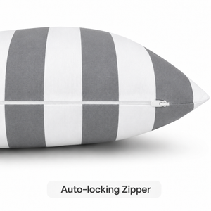 2 Pack Outdoor Lumbar Pillow Covers - Gray/White Striped