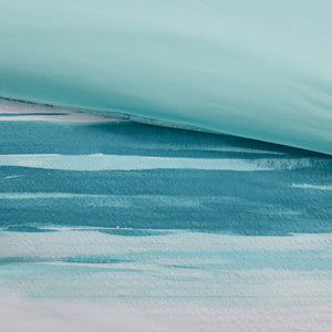 8 Piece Printed Seersucker Comforter and Quilt Set Collection Aqua Full/Queen