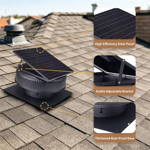 12" Adjustable Solar Roof Vent Fan with Remote Control
