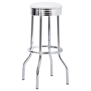 Midge - 3 Piece Round 1950S Bistro Pub Bar Table Set With Upholstery - White