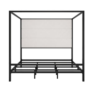 Canopy Bed With Tall Upholstered Headboard, 4 Poster Frame