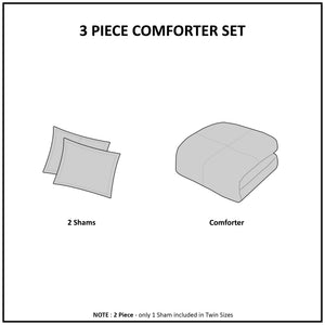 3 Piece Tufted Cotton Chenille Palm Comforter Set Off-White Full/Queen