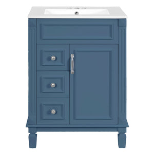 Bathroom Vanity With Sink, Compact Cabinet & 2 Drawers And Adjustable Shelf