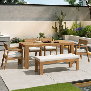 Outdoor Dining Set Rectangular Table With Umbrella Hole