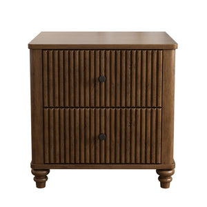 Modern Fluted Nightstand With 3 Drawers