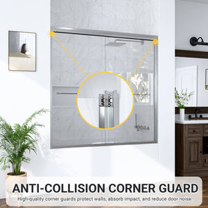 56-60"W x 60"H Semi-Frameless Double Sliding Shower Door
