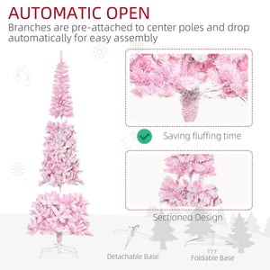 Homcom 7.5ft Prelit Snow Flocked Artificial Christmas Tree
