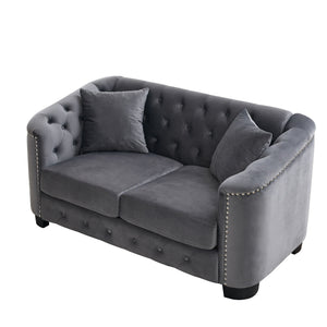 Modern Chesterfield Sofa With Tufted Backrest For Living Room