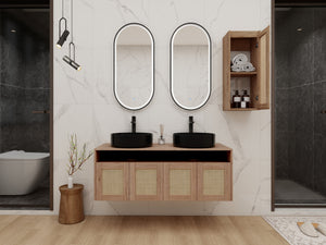 48" Bathroom Vanity with Ceramic Art Sink and Side Cabinet