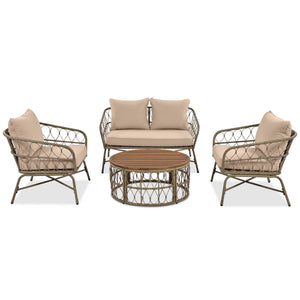 Bohemia-Inspired 4-Person Outdoor Seating Group With Removable Cushions