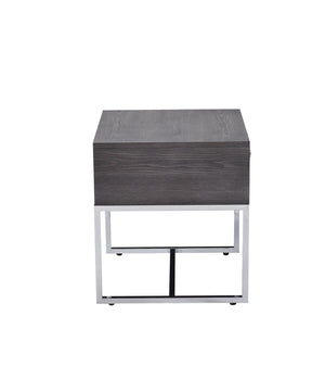 Iban End Table - Gray Oak / Chrome