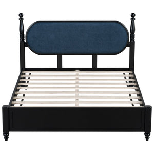 Queen Bed Frame, Solid Wood Platform with Slats