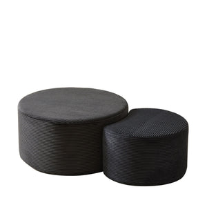 Modern Upholstered Round Coffee Table For Living Room (Set of 2)