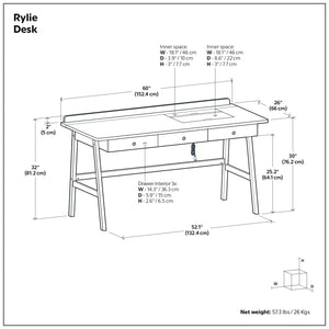 Rylie - Desk - Natural Aged Brown