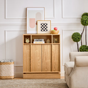 Farmhouse Fluted Sideboard Buffet Cabinet with Storage
