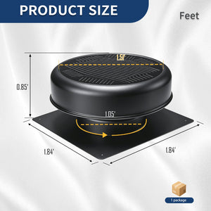 12" Flush Mount Round Solar Roof Vent Fan, 30W Dual Power