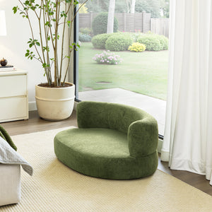 Shep 36' Curved Dog Sofa Bed Medium Moss Green Fleeced Teddy