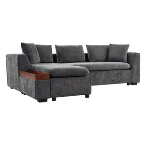 Modern L Shaped Sectional Sofa With Upholstery And Wooden Storage