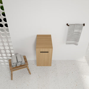 Floating Bathroom Vanity Single Door Base Cabinet, Wall Mounted Storage - Light Oak