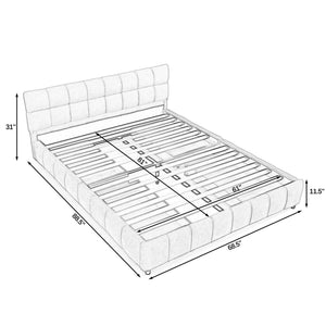 Modern Platform Bed Frame With Thick Fabric
