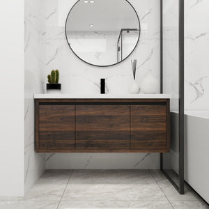 Floating Bathroom Vanity with Resin Sink and Soft-Close Doors