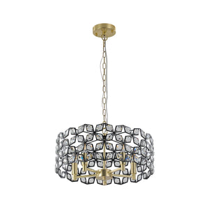 19" Geometric Crystal and Black Gold Round Pendant Chandelier