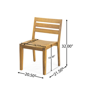 Outdoor Dining Side Chair Set of 2 - Teak Finish