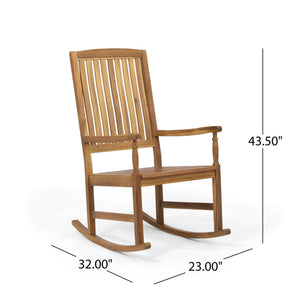 Muse Outdoor Acacia Rocking Chair With Slat Design - Teak