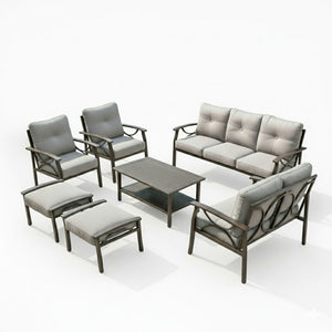 Patio Furniture Set with Coffee Table and Cushions for Backyard