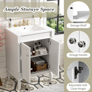 Bathroom Vanity With Top Sink, 2 Tier Storage Cabinet