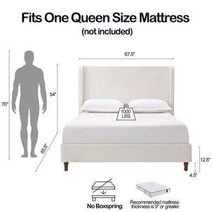 Harper - Tall Headboard Upholstered Bed / High Headboard / Elegant Simplicity / No Box Spring Needed