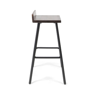 Outdoor Bar Stool With Low Backrests And Wood Seats (Set of 2)