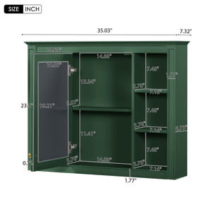 Wall Mounted Medicine Cabinet With Mirror and 6 Open Shelves