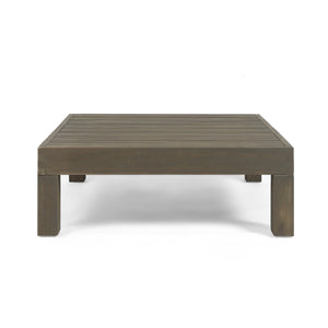 Oana Outdoor Wooden Sectional Set with Cushions, Dark Grey