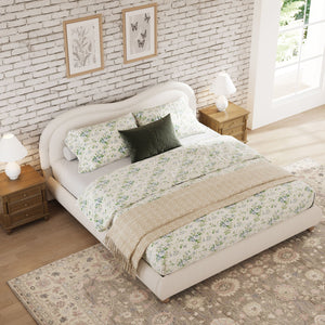 Upholstered Platform Bed Frame With Curved Headboard