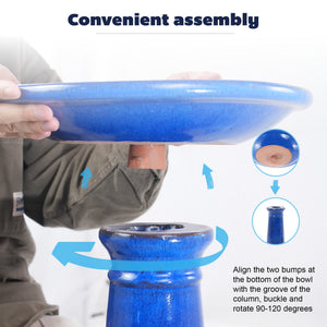 Ceramic Pedestal Bird Bath for Outdoor Garden