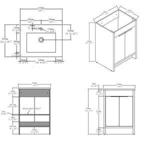 24 Inch Floating Bathroom Vanity with Ceramic Sink and Soft-Close Door